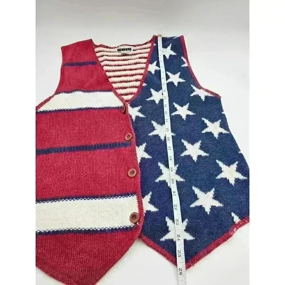 Vtg Express Tricot Women's L Red, White, and Blue Americana 4th of July Vest - Picture 7 of 8